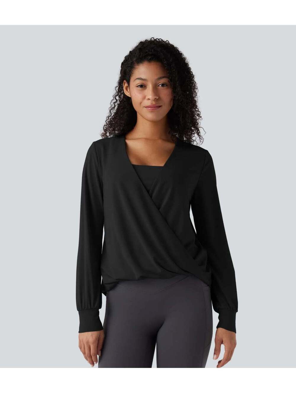 Halara Long Sleeve Crossover Quick Dry Yoga Sports Top Black Size Small